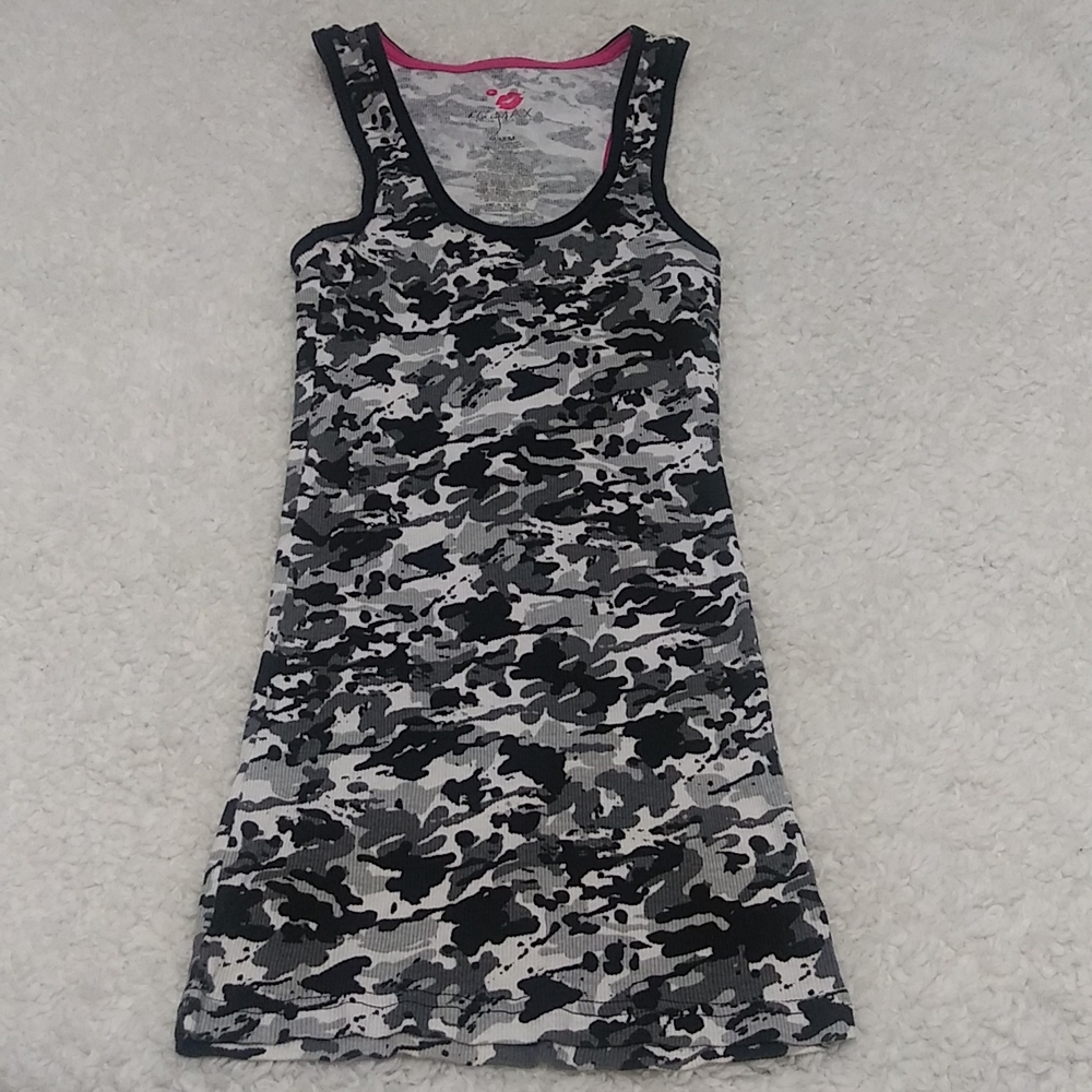 Muscle Shirt Miley Cyrus & Max Azria Black Camouflage Top